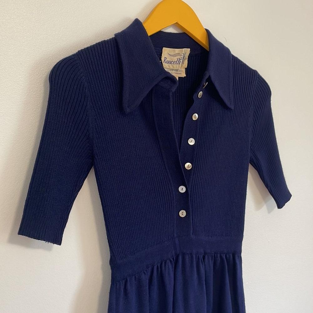 [Vintage] Knit Button Collar Wool Dress